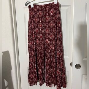 Long Boho Maxi Skirt With Front Slit And Buttons